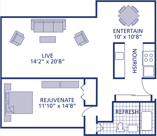 One Bed One Bath Large - Berkshires At Town Center