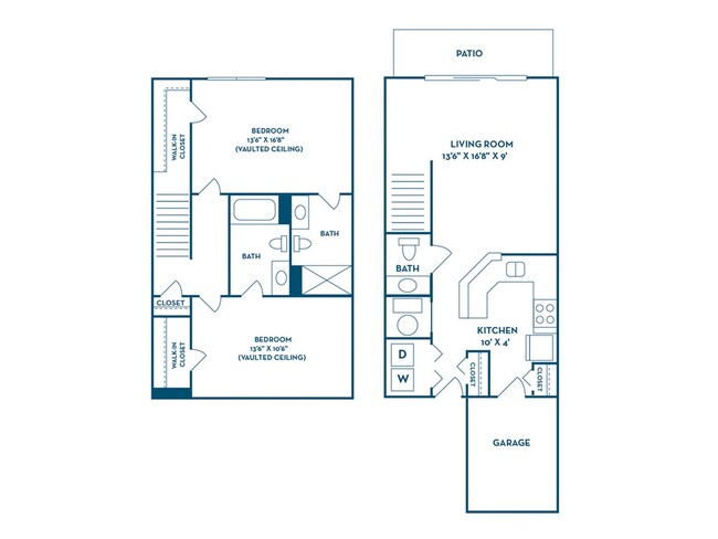 2 Bedroom | 2.5 Bath | 1120 SF | Attached Garage - BriceGrove Park Apartments