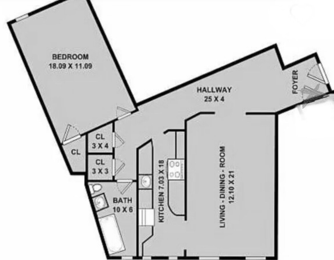 A Line Unit Floor Plan - 7119 Shore Rd