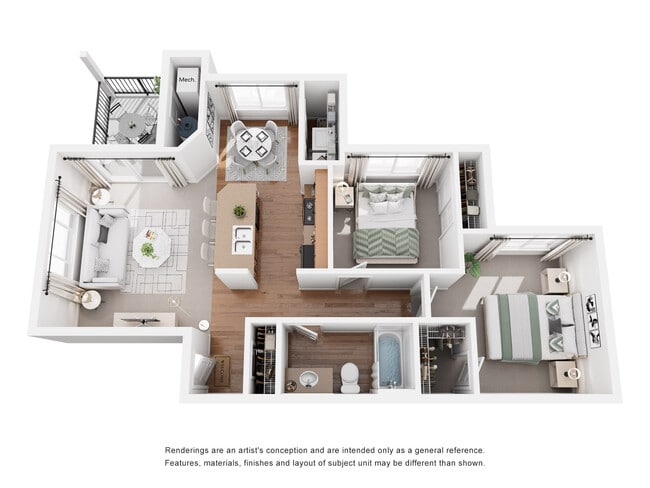 Willow 2BR, 1BA - 866SF - Copper Square