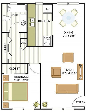 1 BED / 1 BATH / 704 SQFT - Circle @ 1800