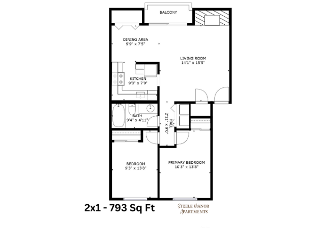 2 Bedroom 1 Bath - Steele Manor Apartments