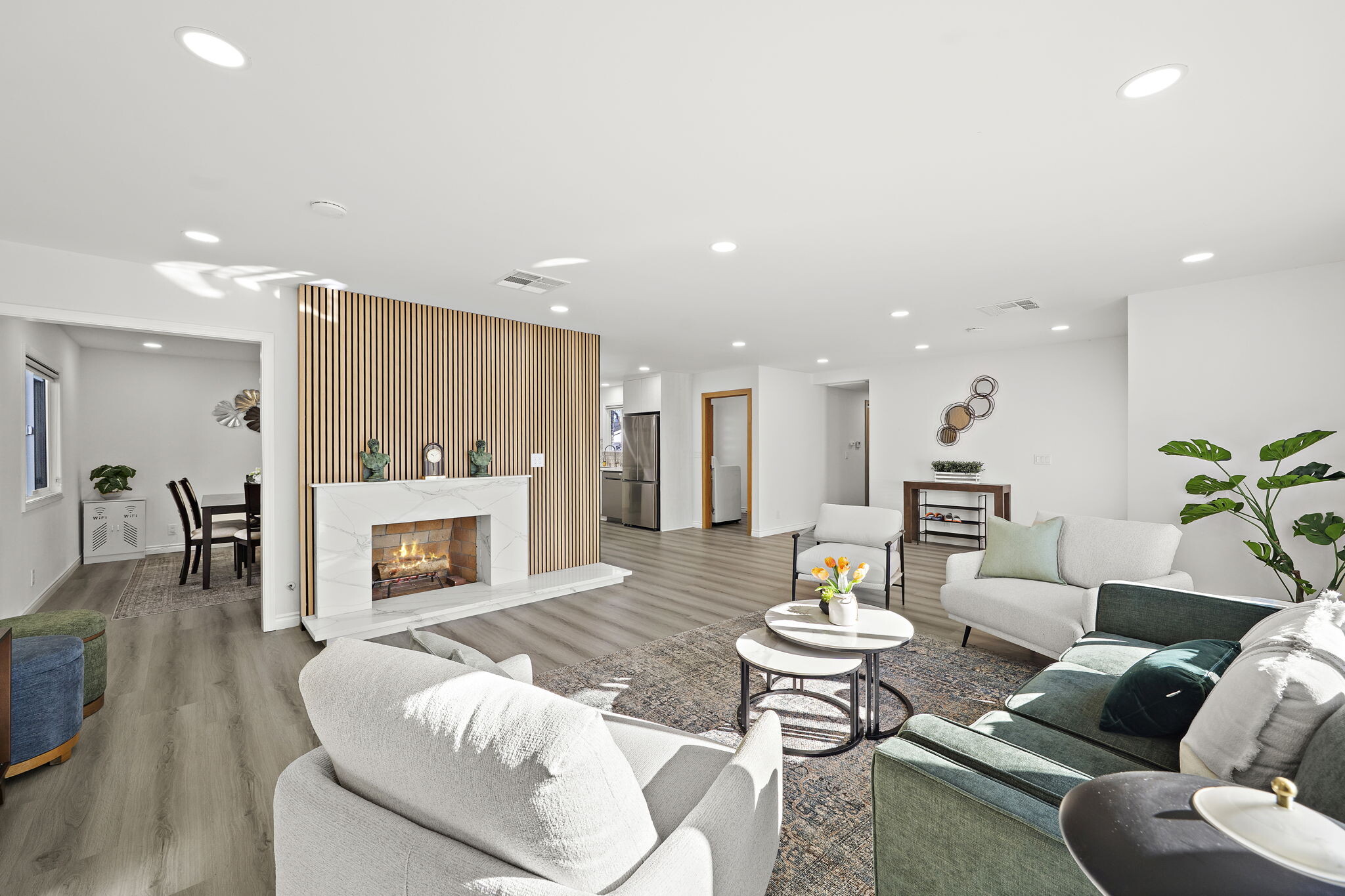 living room with fireplace - 5591 Heil Ave