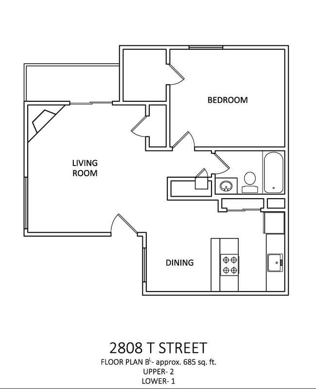 1x1 685 sq ft - B - Midtown Breeze