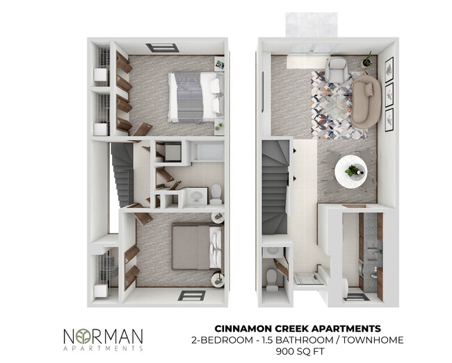 2 Bed 1.5 Bath 900 sft - Springfield Apartments
