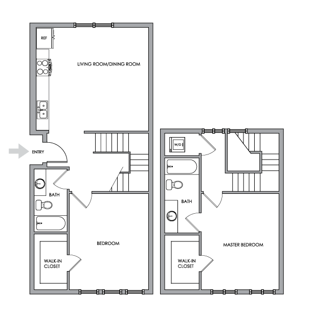2D Floor Plan Rendering - Two-Bedroom, Two-Bathroom | Option 11 - Breeze Hill
