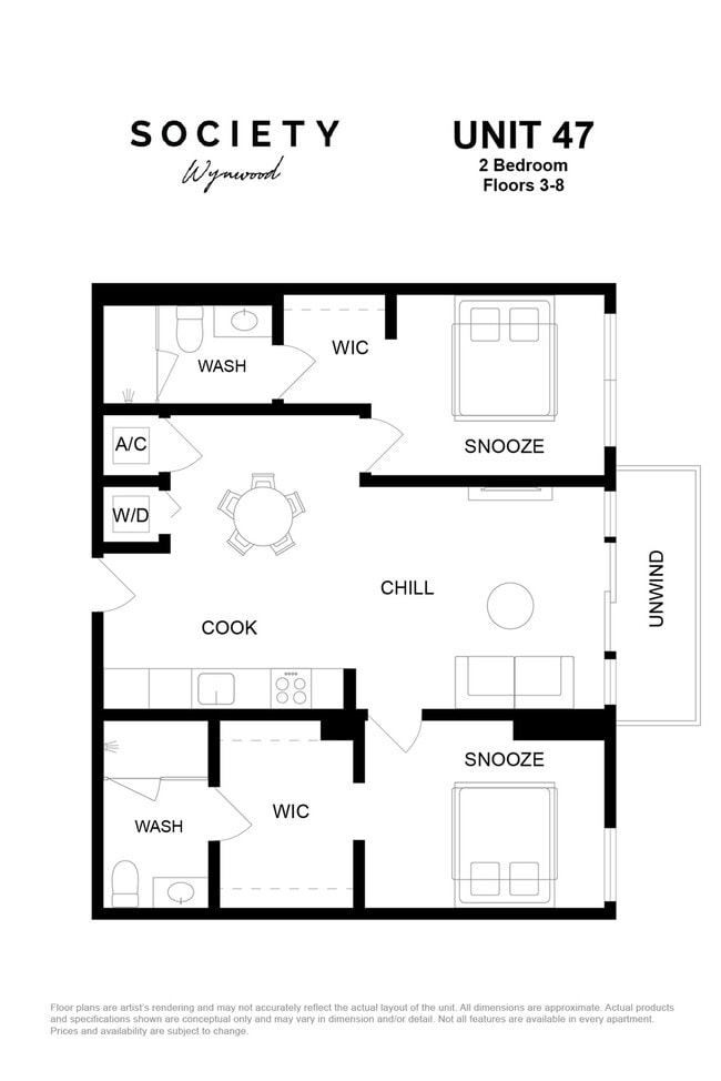2 Bed - Unit 47 - Fl 3-8 - Society Wynwood