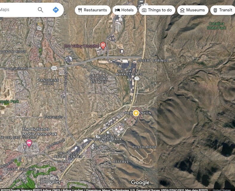 Map showing house bordered by Pusch Ridge Wilderness and Catalina State Park, (east side Oracle Rd) - 2411 E Stone Stable Dr