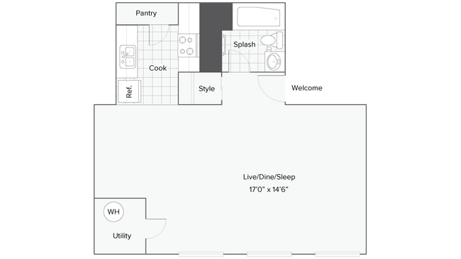 Studio - Dean - Falmouth Floorplan - ReNew Taunton Apartment Collection