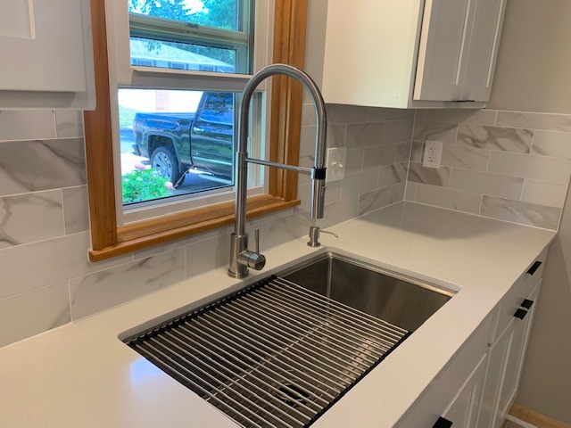 Large, professional stainless steel sink and faucet - 5206 Grandview Ln