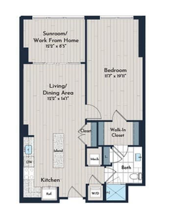 1BS-5c Floor Plan - Meridian 2250 at Eisenhower Station