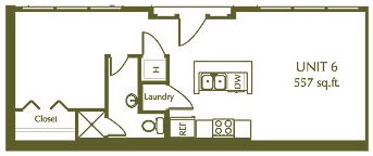 1 Bedroom / 1 Bath / 557 Sq.Ft. - Eleventh Street Lofts