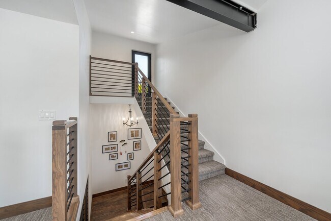 stairs to roof deck. Landing for mini fridge! - 26539 E Shore Pl