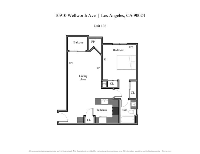 #06 Stack - 1 bedroom Floor plan - Peach Tree Court Apartments