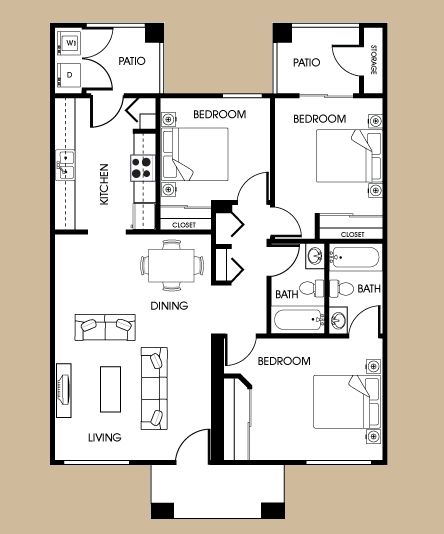 3BR/2BA - San Lucas Apartments