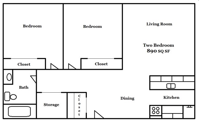 2BR/1BA - Brandyhill  Apartments Center #1