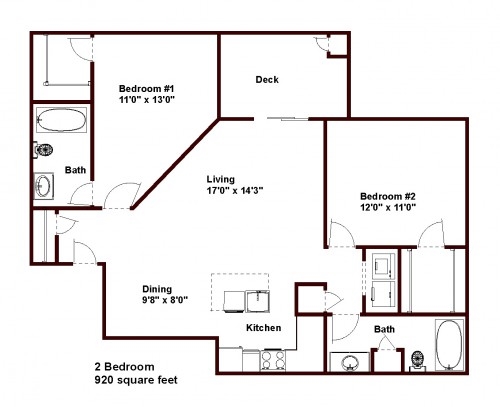 2BR/2BA Standard - Walden Court Apartments