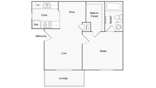 1 BR x 1 BA - A Floorplan - ReNew Andrews