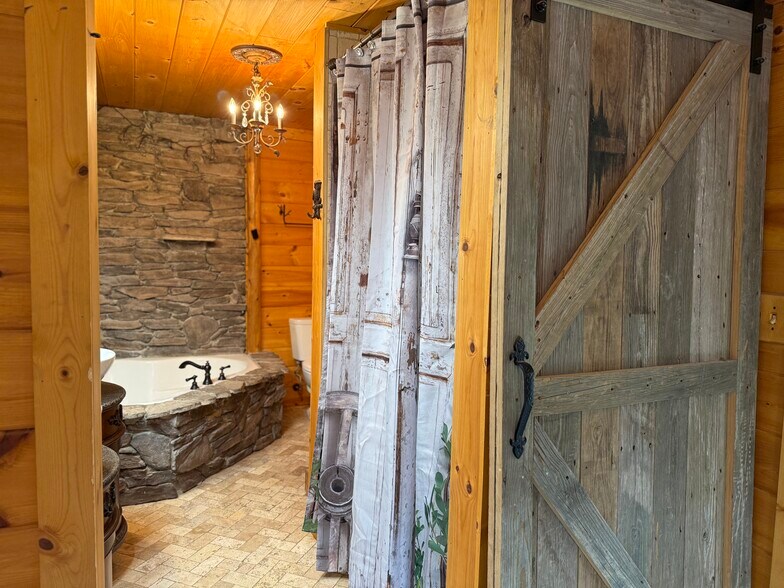 Basement en-suite stone tub/walk in shower dual sinks - 1011 Lake Shore Dr