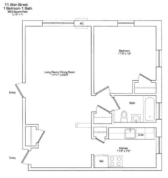 Floorplan - Mass Ave 333-Allen Street Apartments