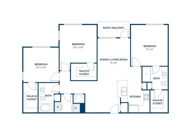 3 Bedroom | 2 Bath | 1376 SF - Cyan Craig Ranch Apartments