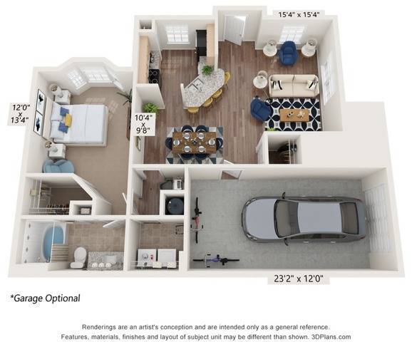 One Bedroom One Bathroom Floor Plan - Discovery Palms