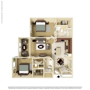 B1-S-2 Bedroom-1155 sf-2/2 - Preserve Parc