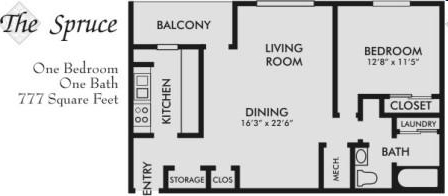 1BR/1BA - Honeytree Apartments