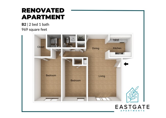 B2 Renovated Floor Plan - Eastgate Apartments