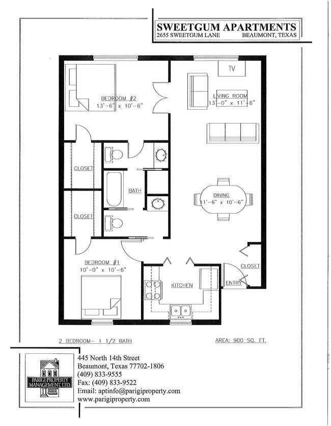 2BR/1.5BA - Sweetgum Apartments