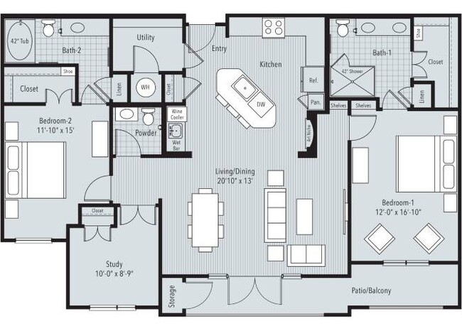 Floorplan - 46 Penn Apartment Homes