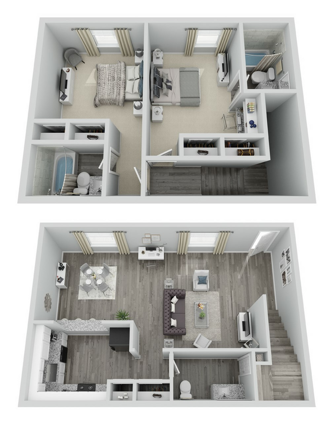 La Madera_B3_TH_1FL_Combined.jpg - La Madera Apartment Homes