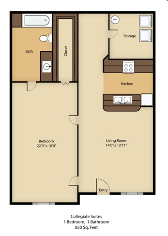 1BR/1BA - Collegiate Suites of Blacksburg