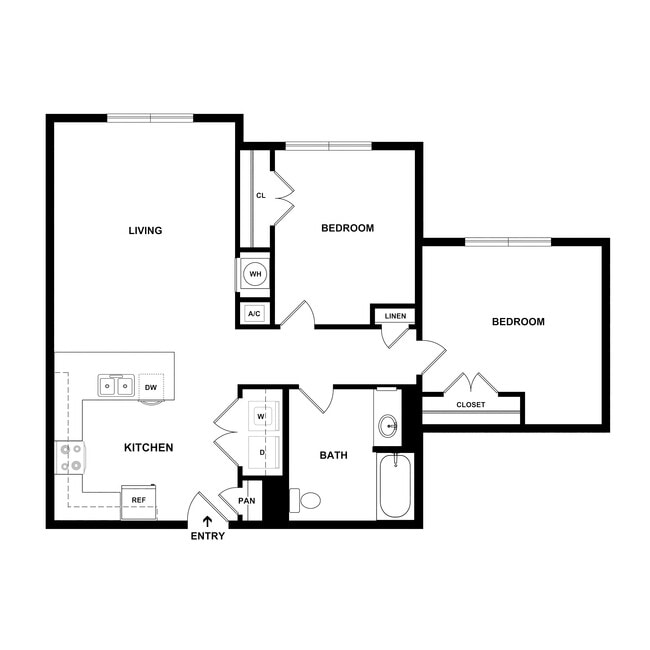 2 Bedroom, 1 Bath, 962 sq. ft. - Rockwell Place Senior Apartments