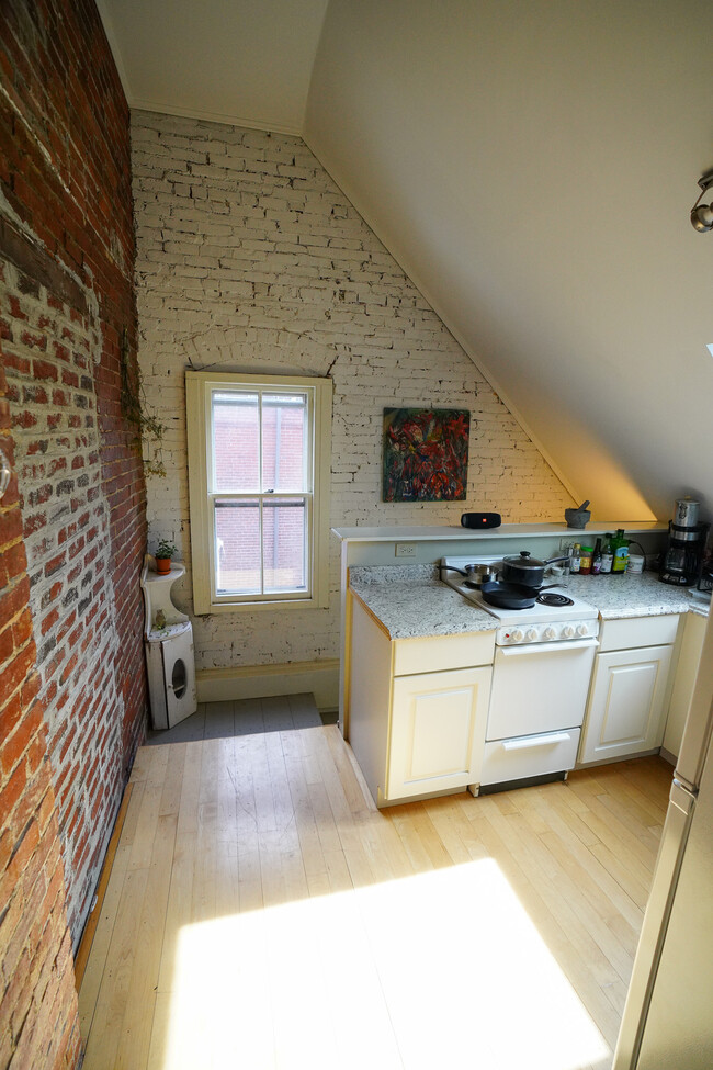 Exposed brick and view of backyard - 536 Cumberland Ave