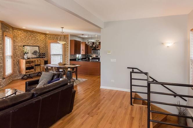 living room POV from stairwell - 3436 N Ridgeway Ave