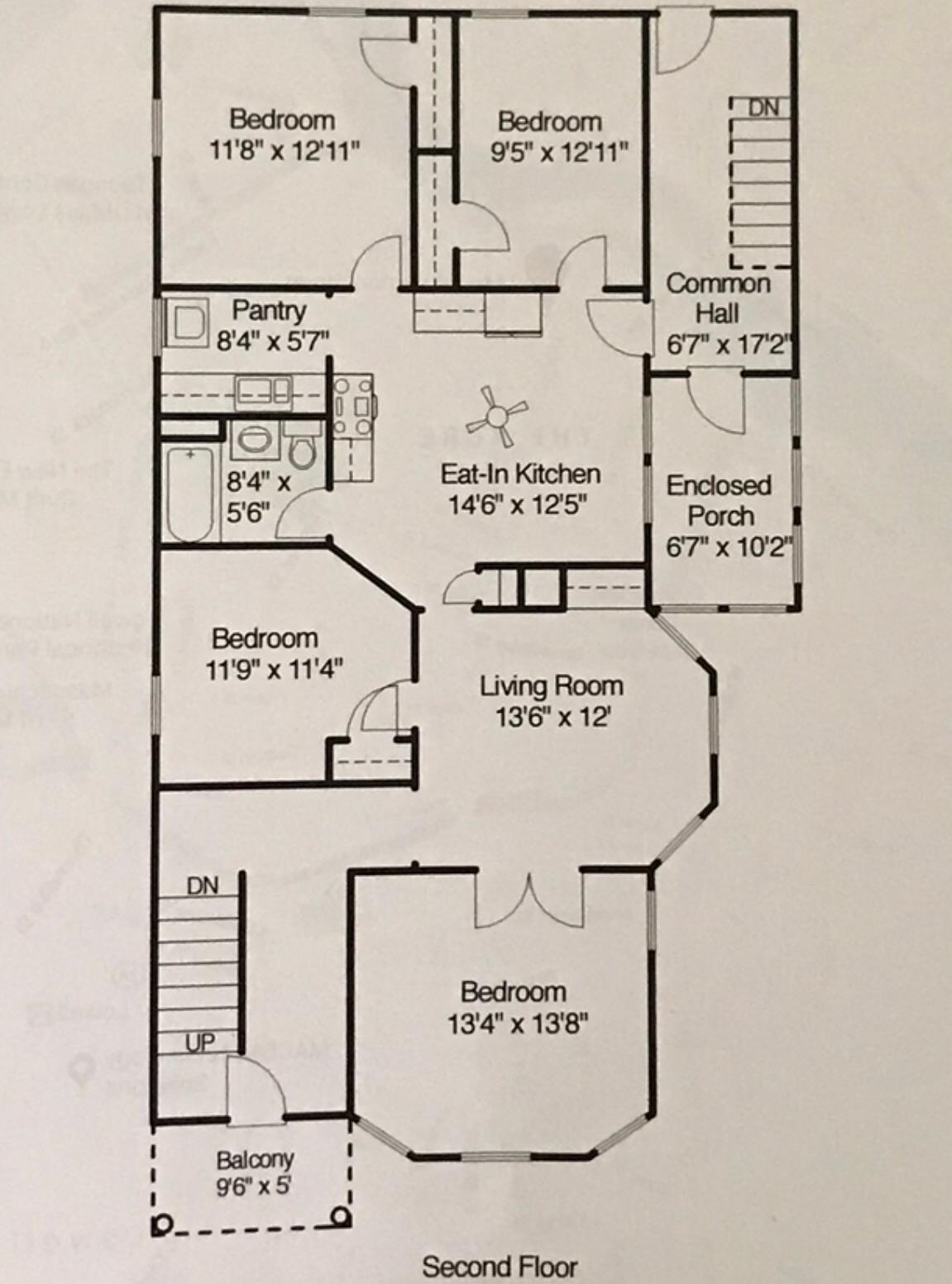 Floor Plan of the Apartment Home - 11 Mt Vernon St