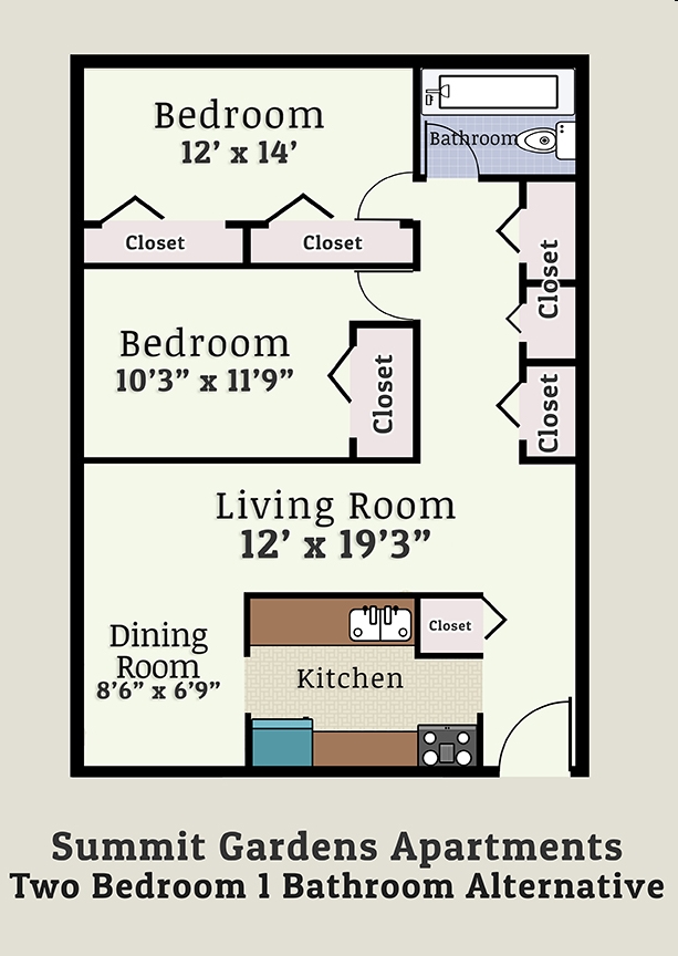 2BR/1BA - Summit Garden Apartments