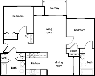 2 BR / 2 BA / Balcony - Woodbridge Commons Apartments