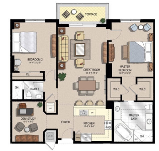 2BR/2BA - Two City Plaza