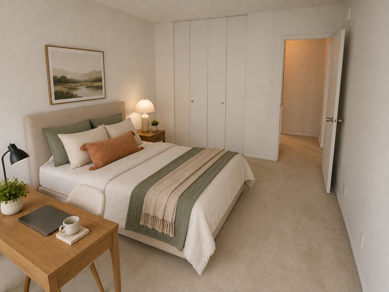 Bedroom 2 - Virtually staged to show possible use & layout of the space. - 5500 Friendship Blvd