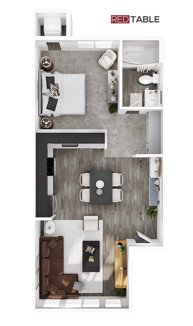 RT 1BR_1BA - A2 650sqft - Red Table Apartments