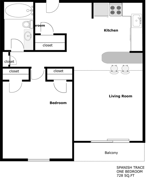 1BR/1BA - Spanish Trace Apartments
