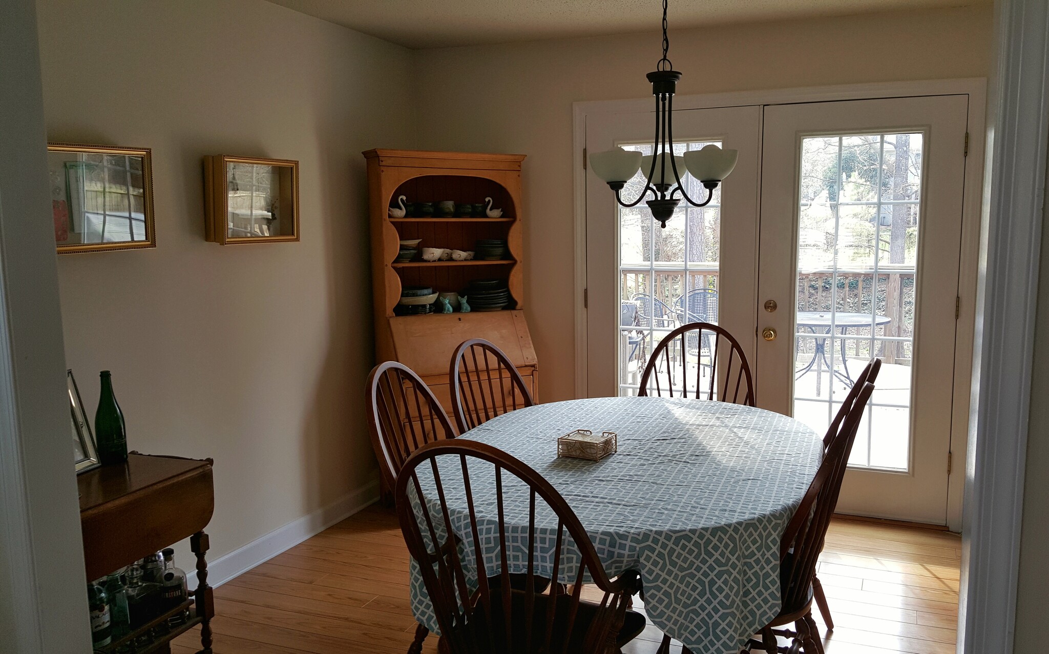 Dining Room with French Doors to Deck and Fenced Back Yard - 3214 Lassiter St