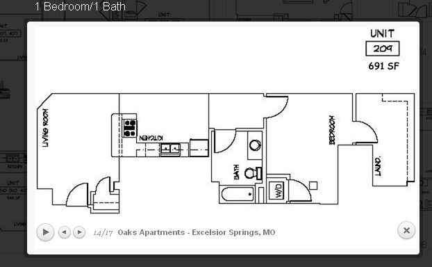 1BR/1BA - Oaks Apartments 55+ Senior Community