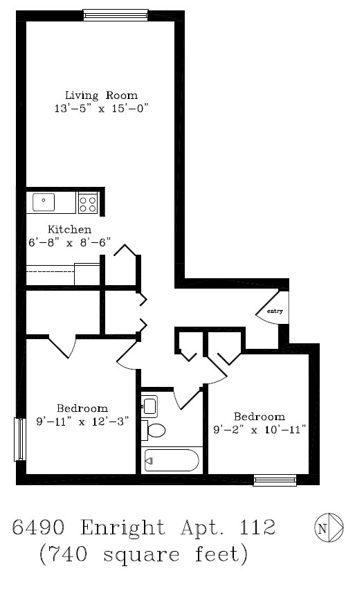 2BR/1BA - University Terraces