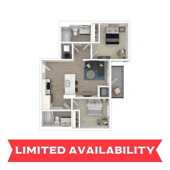 Explore this contemporary floor plan featuring a stylish living area and private balcony. - Ascend RVA Student Living