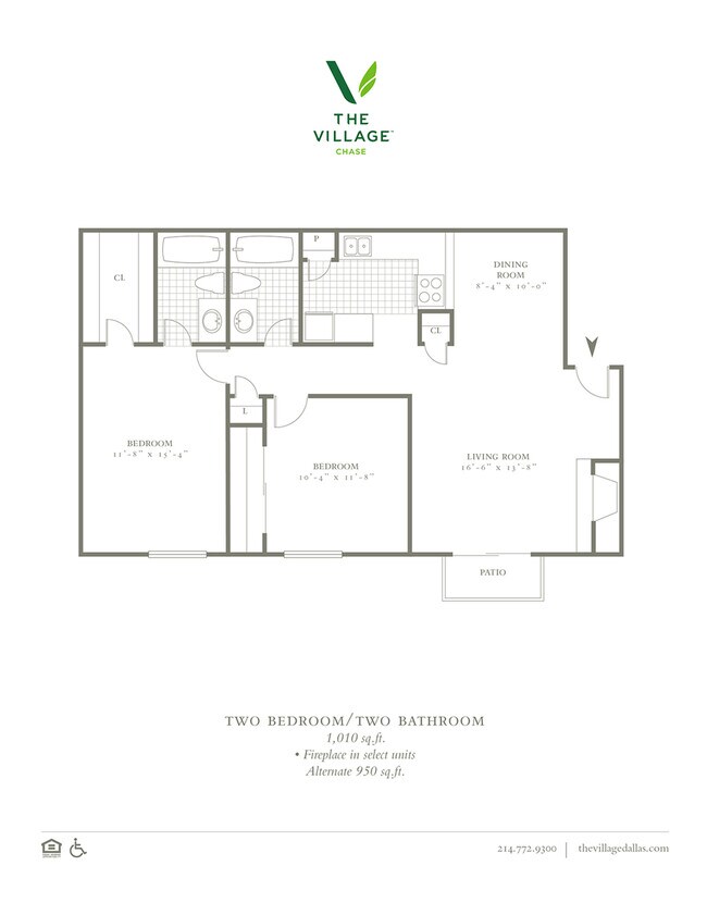 Two Bedroom/Two Bath - 950/1010sf - The Village Chase