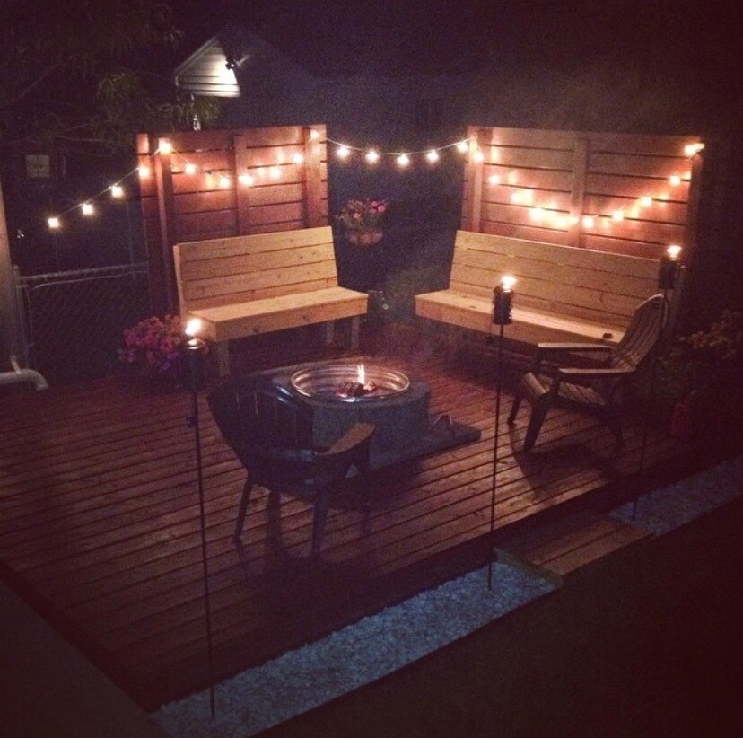 Deck with fire pit in backyard - 128 N 6th Ave