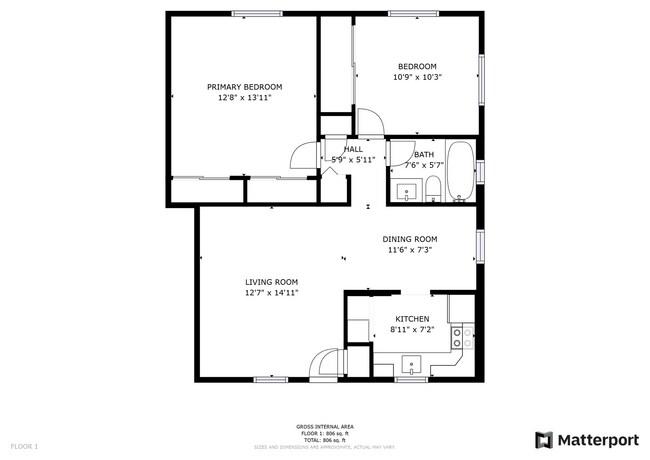 Floorplan - The Rosewood Apartments | 1 & 2 Bedroom Apartments in Leesburg, FL